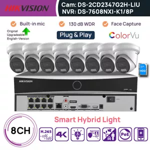 Hikvision Original 8CH 4K NVR CCTV System 4MP IP Camera Smart Hybrid ColorVu+IR - Picture 1 of 26