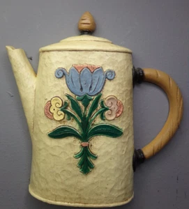 HOME INTERIORS PLASTIC KITCHEN PLAQUE TEAPOT WITH FLOWERS - Picture 1 of 2