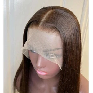 UK 24inch Synthetic hair Lace front wigs  Women Brown Long Straight - Picture 1 of 6