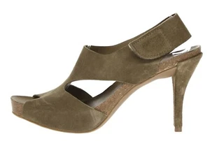 PEDRO GARCIA Womens Olive Brown Suede Slingback Slim Heels Sandals Size EU 41 - Picture 1 of 6