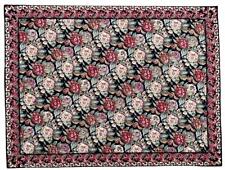 Antique French Aubusson Floral Victorian Roses Wool Needlepoint 8.7' x 11.5' Rug