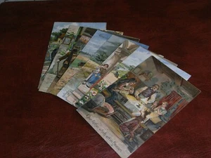 ORIGINAL SET OF EIGHT EMBOSSED RELIGIOUS POSTCARDS - THE LORD'S PRAYER. - Picture 1 of 6