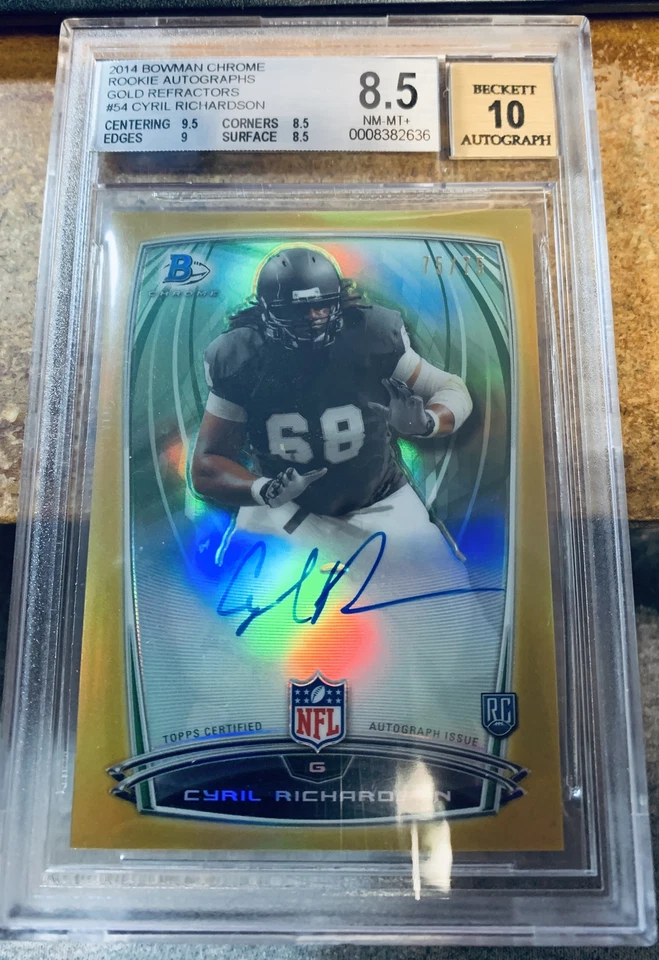 2014 Bowman Chrome RC Auto Gold Refractor #54 Cyril Richardson 75/75 BGS 8.5 10 - Image 1 of 1