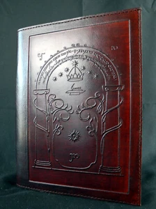 A5 Lord of the Rings - Doors of Durin - refillable leather A5 slip cover h/made - Picture 1 of 11