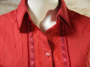 Tru Damen Bluse 40 Rot Taft Langarm - Bild 1 von 6