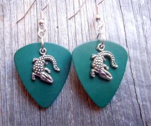 Crocodile or Alligator Charm Guitar Pick Earrings - Pick Your Color - Picture 1 of 9