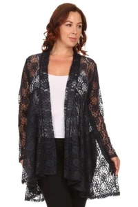 DAMEN JACKE CARDIGAN WESTE MANTEL SPITZE BOHO HÄKELJACKE BLAU Gr.40/42 L NEU - Bild 1 von 11