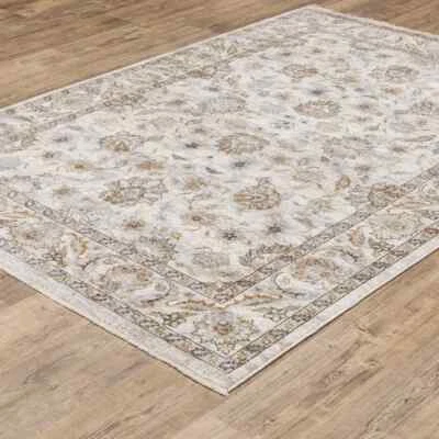 Area Rug 3'3x5' Classic ziegler design oriental Beige Cream floral decor 100x150 - Image 1 of 4