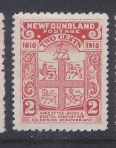 NEUFUNDLAND 88a 1910 2c KARMIN WAPPEN JOHN GUY AUSGABE P11,8x14,2 ss MPH  - Bild 1 von 2