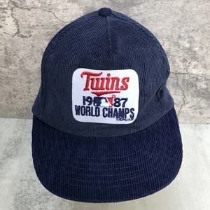 VTG Minnesota Twins 1987 World Champions Blue Corduroy Snapback Hat Cap NWT NOS - Picture 1 of 9