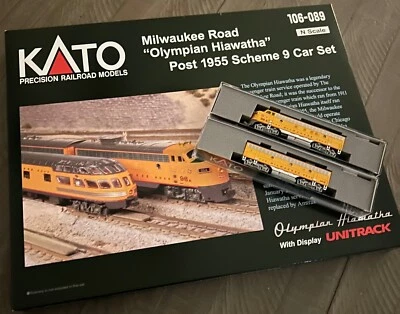 KATO 106089 1060432 N 9 汽车套装和 2 LOCOS FP7 A/B 奥林匹克运动员 Hiawatha POST 55 — 第 1/3 张图片