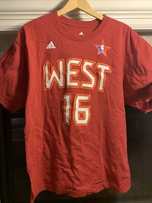Adidas All Star Game 2009 Lakers Pau Gasol Number Red Tshirt L Kobe Jordan - Image 1 of 4