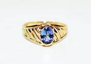 Anillo de Tanzanita Natural Oro Sólido 14K Anillo Solitario Anillo Destacado Estado - Imagen 1 de 12
