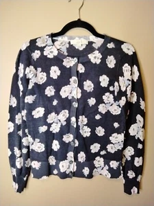 Loft Damen XS Strickjacke Pullover Grau Blumen Rundhals Knopfleiste Langarm - Bild 1 von 7