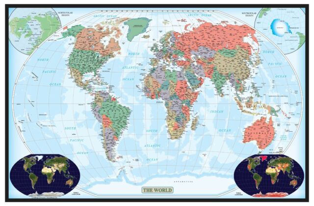  48x78 World Wall Map by Smithsonian Journeys - Tan Oceans  Special Edition (48x78 Laminated) : Office Products