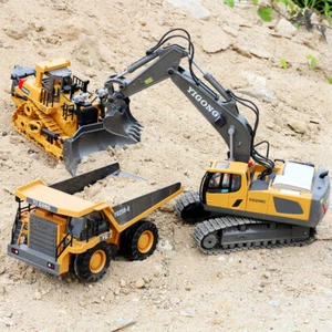 Engineering vehicle Digger Remote Control Excavator Bulldozer Tpy Car RC Truck - Picture 1 of 30