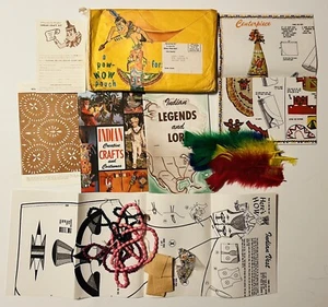 Vintage 1950’s Quaker Oats Palefaces Pow Wow Pouch Indian Kids Dress Up Kit - Picture 1 of 6