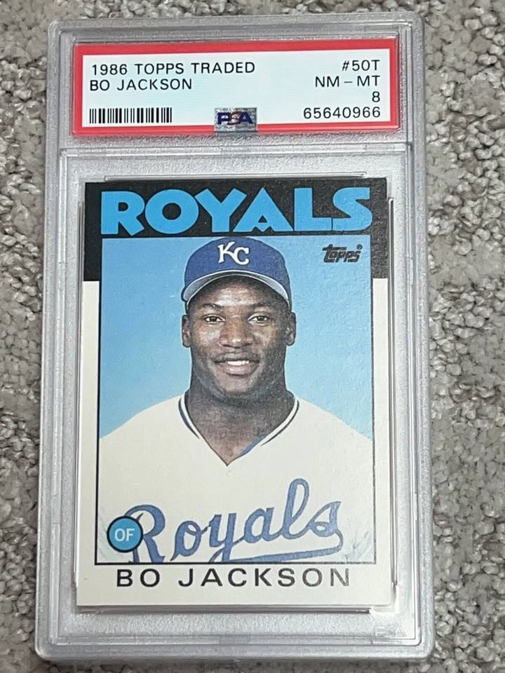 PSA 8 MINT BASEBALL CARD 1986 TOPPS TRADED ROOKIE BO JACKSON KANSAS CITY ROYALS - Image 1 of 1