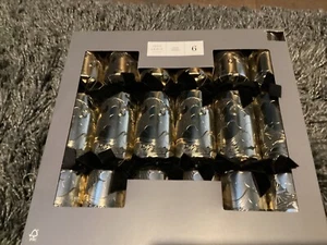 BNIB John Lewis Luxury 6 Christmas Crackers 14” Plastic Free Black & Gold - Picture 1 of 5