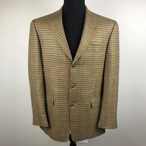 Hart Schaffner Marx Gold Trumpeter Blazer Sz 41L Houndstooth Loro Piana Cashmere - Picture 1 of 13