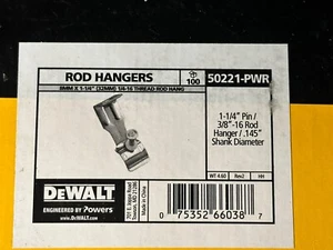 (QTY 100) Dewalt Rod Hanger 50221-PWR 1 1/4” Pin 3/8-16 Rod Hanger New - Picture 1 of 4