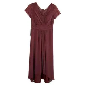 Azazie Kleid Damen Polly Style Spitzenärmel volle Länge Wüstenrose formell 10 - Bild 1 von 13