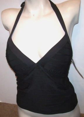 NEW La Blanca sz 4 tankini solid black SWIMSUIT bikini swim top texture - Image 1 of 2