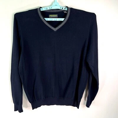 Suéter pulôver azul John Bartlett Consensus masculino gola V manga comprida tamanho XL - Imagem 1 de 4