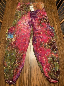 NWT My Choice Boho Hippie Baggy Festival Harem Pants Multi-Colored O/S Rayon - Picture 1 of 12