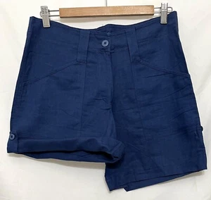 152168 Mujer M SUN MOUNTAIN AZUL Longitud Ajustable Lino Algodón Carga Corto Nuevo con Etiquetas - Imagen 1 de 3