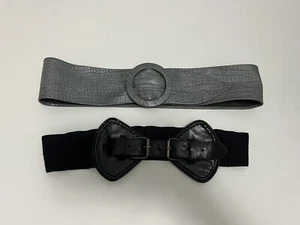 Lot 2 KIDS OF BAYO Girls Black And Grey Faux Crocodile Skin Belts - Picture 1 of 3