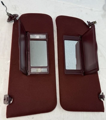 Chevy Caprice Impala SS 91-96 Lh Rh Pair of Cloth Sun Visors RED w/ Clips OEM - Image 1 of 4