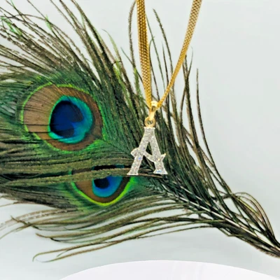 Colgante Alfabeto Oro Amarillo 10K Diamante Natural 0.50 Ct Joyería Fina Foto 1 de 4