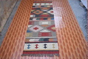 2.6x8 Runner Rug Jute Hand-Woven Kilim Hand Area Rug Kilim Vintage Rug - Picture 1 of 6