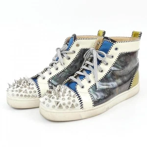 Christian Louboutin Sneakers Uomo Taglio Alto Borchie Multicolore EU 42.5 81086K Autentiche - Foto 1 di 24