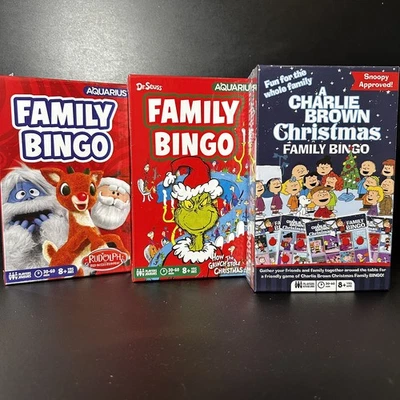  Christmas 3 Bingo games Dr. Seuss Grinch Stole Christmas Rudolph Charlie Brown  - Image 1 of 4