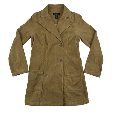 Abrigo Abercrombie & Fitch Mujer Pequeño Pana Trench Clásico Marrón Forrado Foto 1 de 4