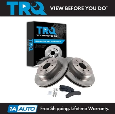 Комплект задних тормозных колодок и ротора TRQ подходит для Nissan TITAN XD 2016-2021 годов выпуска - Изображение 1 из 4