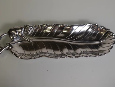 Bandeja larga de aluminio vintage 1999 Arthur Court Monkey hoja de plátano 19" sin caja Foto 1 de 4