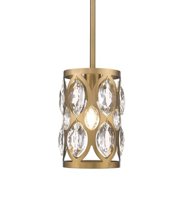 Mini colgante de cristal Z-Lite 6010 MP latón Dealey 7" W Foto 1 de 4