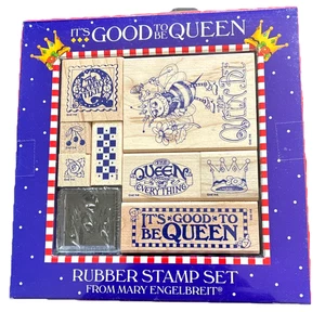 Estampillas de Mary Engelbrett It's Good to be Queen, 8 de goma con almohadilla de tinta negra lavable - Imagen 1 de 4