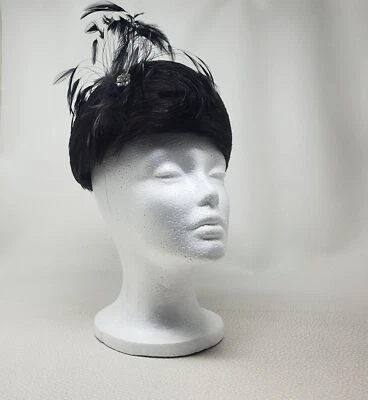 Sombrero Casque Pluma Azul Medianoche Formal De Colección Foto 1 de 4