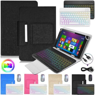 Universal Backlit Keyboard Leather Case Mouse For 10/10.1 inch Android Tablet PC - Image 1 of 4