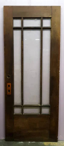 32"x79.5"x1.75" Antique Vintage Wood Wooden Interior Entry Door Windows Glass Cover