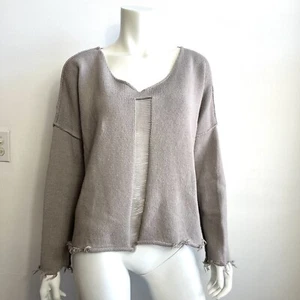 PLANET By Lauren G One Size Beige 100% Cotton Pullover Sweater Distressed Peru - Picture 1 of 9