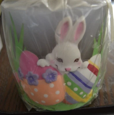 White Barn Candle Company EASTER BUNNY EGGS Purple 4" HOME FRAGRANCE PILLAR - Image 1 of 3