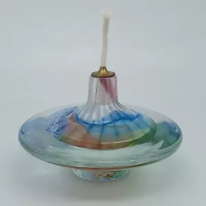 Kunst Glas Ölbrenner Glory handgefertigt in England mit Docht mehrfarbige Haushaltswaren - Bild 1 von 12