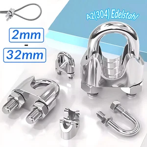 Wire Rope Clamps Clamp 2 3 4 5 6 8 10 12 14 to 32mm Bail Clamp Stainless Steel V2A - Picture 1 of 23