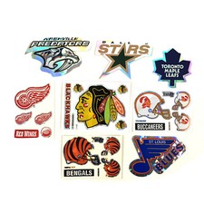 Vintage NHL NFL Prism Metallic Sticker Lot 90s Hockey Football Peninsula Vending