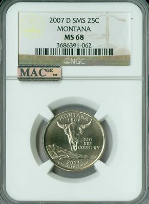2007 D MONTANA QUARTER NGC MS68 SMS PQ 2ND FINEST REGISTRY MAC SPOTLESS * - Image 1 of 4